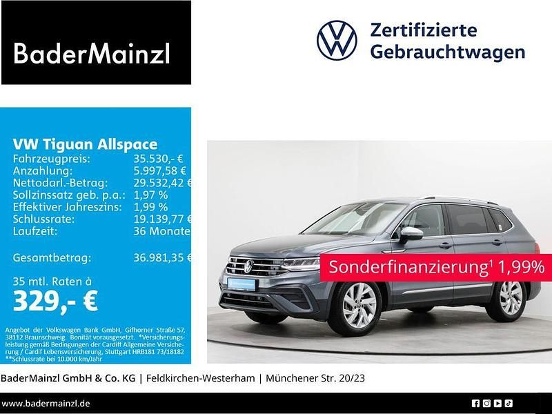 Platinum grey metallic Gebraucht 2024 VW Tiguan Allspace Life SUV | 35.530 € (Fairer Preis) - Bild 1/3