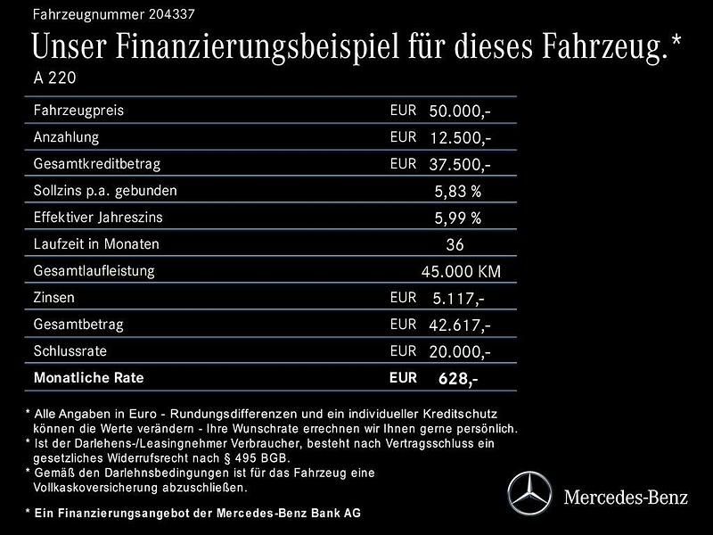 Lack kosmosschwarz (metallic) Gebraucht 2024 Mercedes A220 AMG Limousine | 35.460 € (Fairer Preis) - Bild 1/1