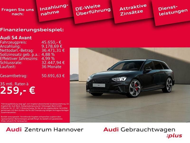 0e mythosschwarz metallic (metallic) Gebraucht 2022 Audi S4 Ambiente Kombi | 45.650 € (Fairer Preis) - Bild 1/4