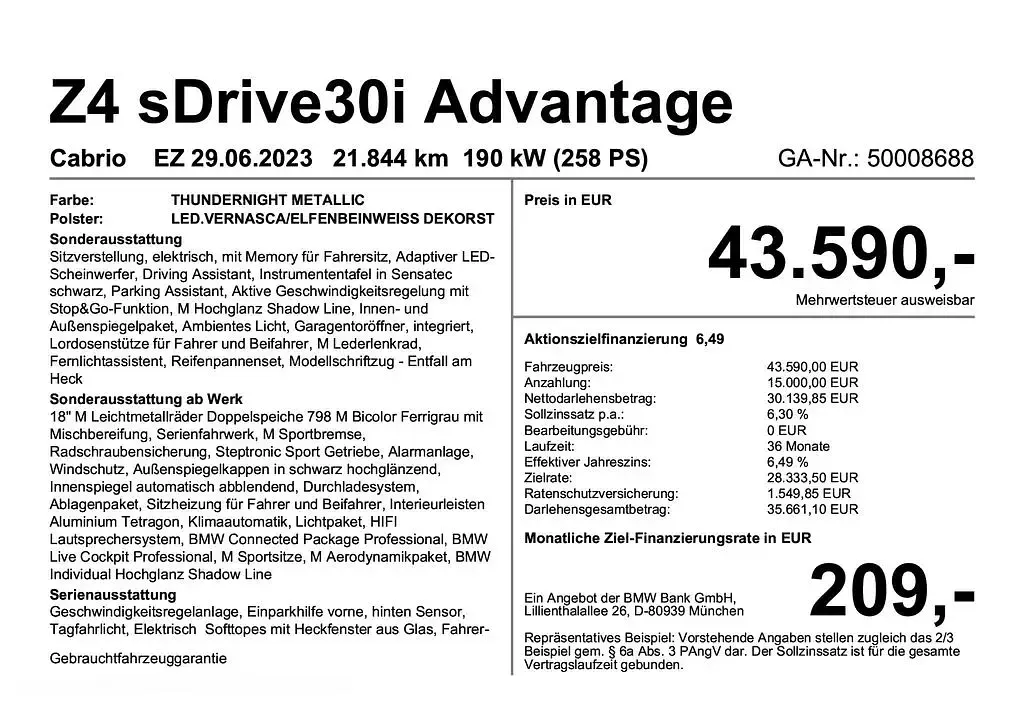 Gebraucht BMW Z4 Advantage 258 PS (189 kW) 2023 Violett Cabrio