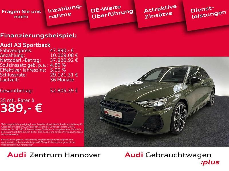 Distriktgrün metallic Gebraucht 2025 Audi A3 S-Line Limousine | 47.890 € - Bild 1/2
