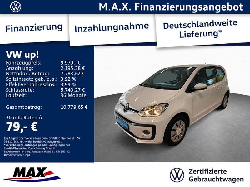 Weiß Gebraucht 2020 VW up! move up! Kleinwagen | 9.979 € (Fairer Preis) - Bild 1/1
