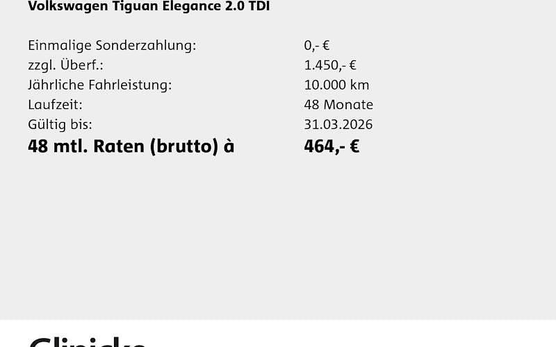 Neu VW Tiguan Elegance 150 PS (110 kW) 2026 Schwarz SUV
