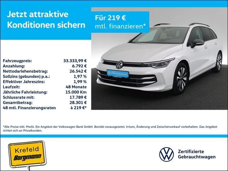 Weiss / oryxweiss perlmutteffekt Gebraucht 2024 VW Golf VIII Goal Kombi | 33.883 € (Superpreis) - Bild 1/4