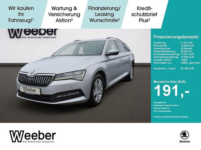 Brilliantsilber (metallic) Gebraucht 2022 Skoda Superb Ambition Kombi | 20.789 € (Guter Preis) - Bild 1/4