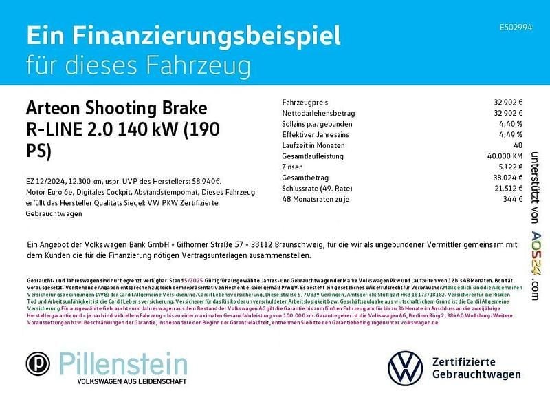 Gebraucht VW Arteon R-line 190 PS (139 kW) 2024 Grau Limousine
