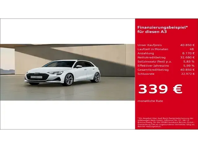 Usata Audi A3 Advanced Plus 150 CV (110 kW) 2025 Bianco Berlina