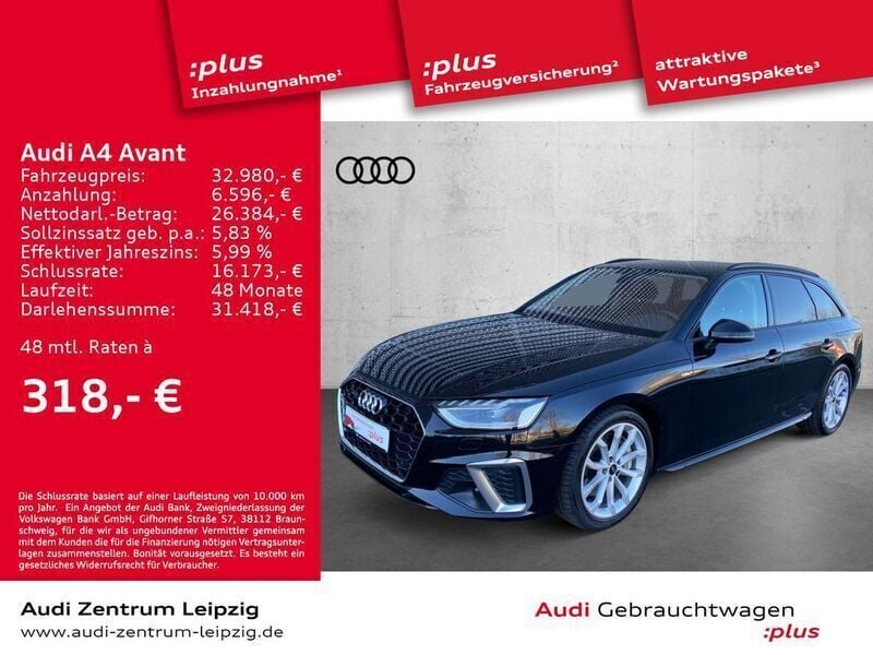 Mythosschwarz metallic Gebraucht 2021 Audi A4 S-Line Kombi | 34.890 € (Guter Preis) - Bild 1/3