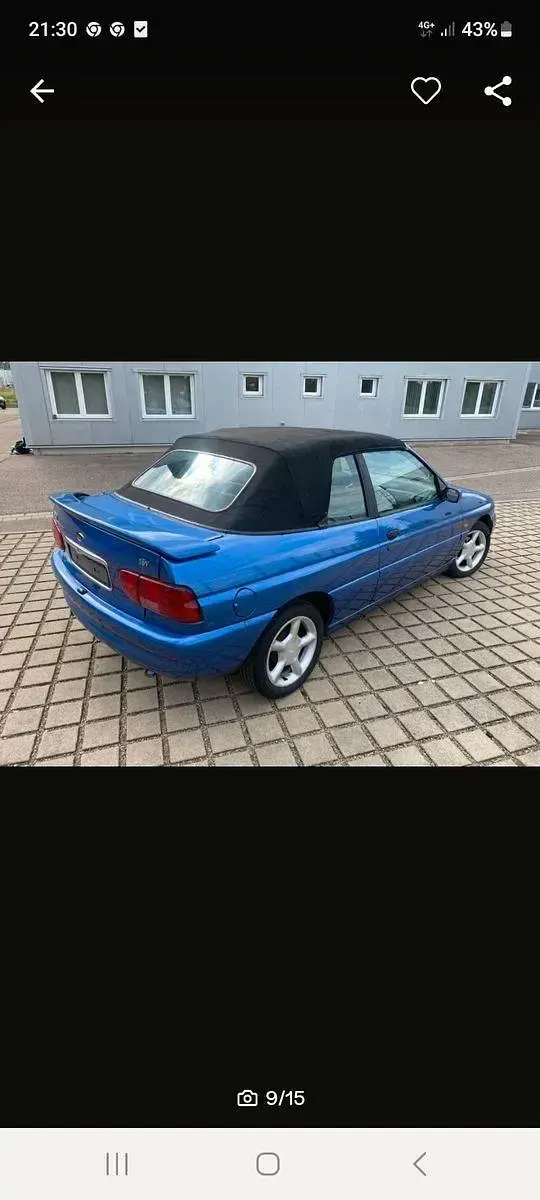 Gebraucht Ford Escort Cabriolet Ghia 116 PS (85 kW) 1996 Blau Cabrio