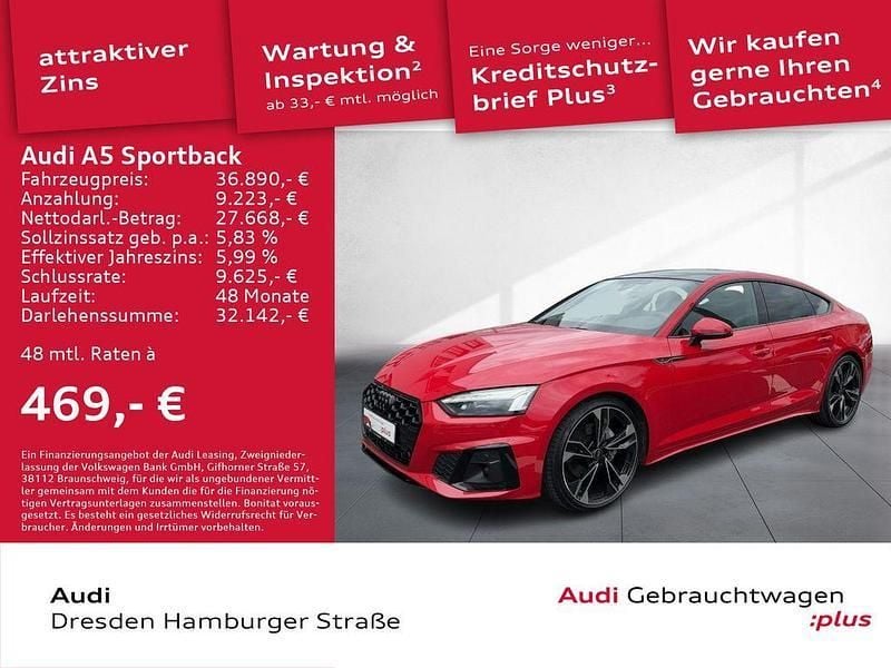 Tangorot metallic Gebraucht 2022 Audi A5 Sportback Ambiente Limousine | 36.890 € (Teuer) - Bild 1/3