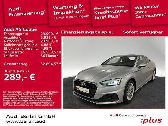 Florettsilber metallic Gebraucht 2022 Audi A5 Sport Coupé | 29.900 € (Superpreis) - Bild 1/3