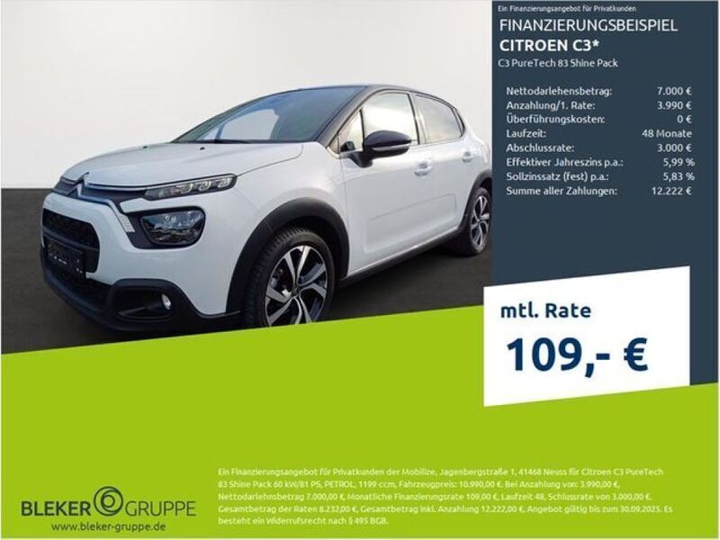 Polar weiß Gebraucht 2021 Citroën C3 PureTech Kleinwagen | 10.990 € (Guter Preis) - Bild 1/3