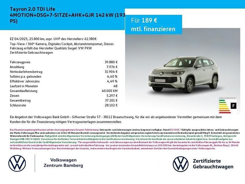 Gebraucht VW Tayron Life 193 PS (141 kW) 2025 Silber SUV