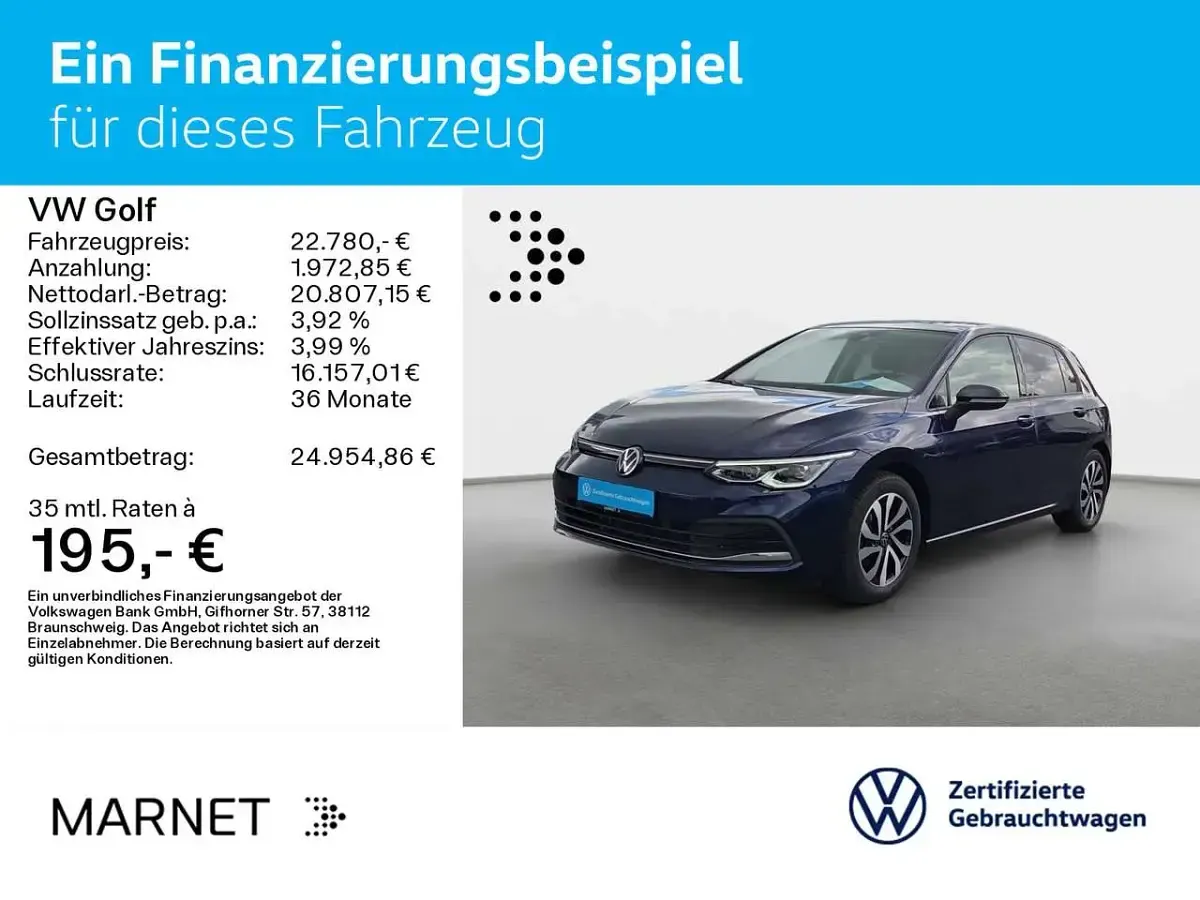Gebraucht VW Golf VIII Active 150 PS (110 kW) 2022 Blau Limousine