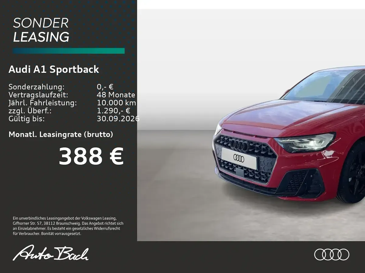 Neu Audi A1 Sportback S-Line 116 PS (85 kW) 2026 Rot Kleinwagen