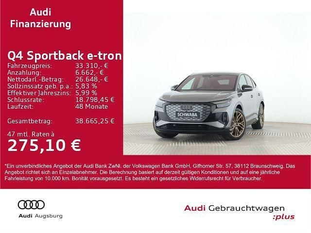 Taifungrau metallic Gebraucht 2022 Audi Q4 Sportback e-tron S-Line SUV | 33.310 € (Superpreis) - Bild 1/4