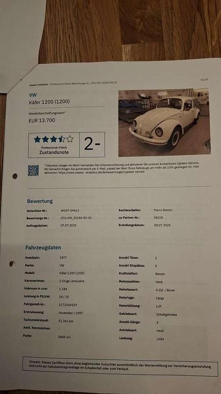 Gebraucht 1987 VW Käfer | 10.800 € - Bild 1/4