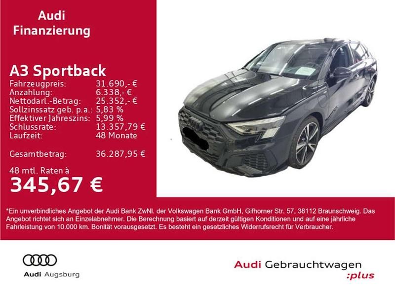 Mythosschwarz metallic Gebraucht 2022 Audi A3 e-tron S-Line Kleinwagen | 31.690 € (Teuer) - Bild 1/4