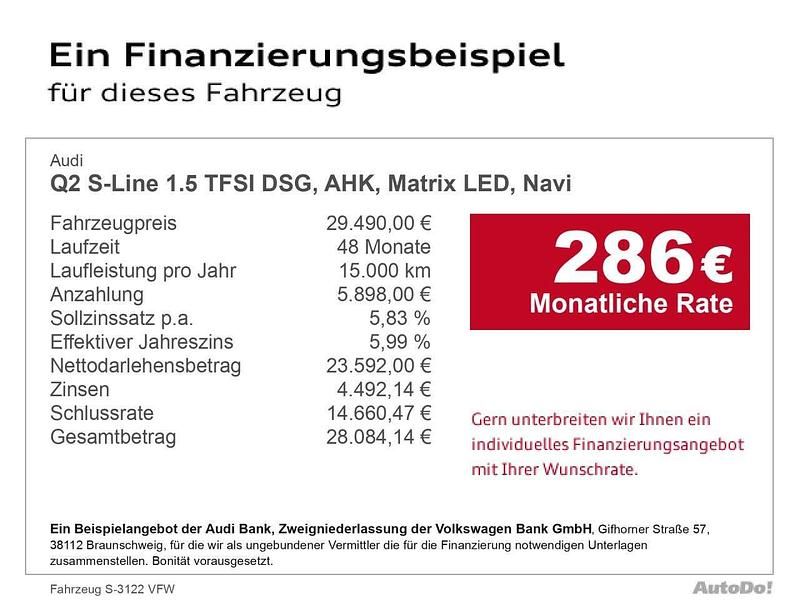 Gebraucht Audi Q2 S-Line 150 PS (110 kW) 2022 Schwarz SUV