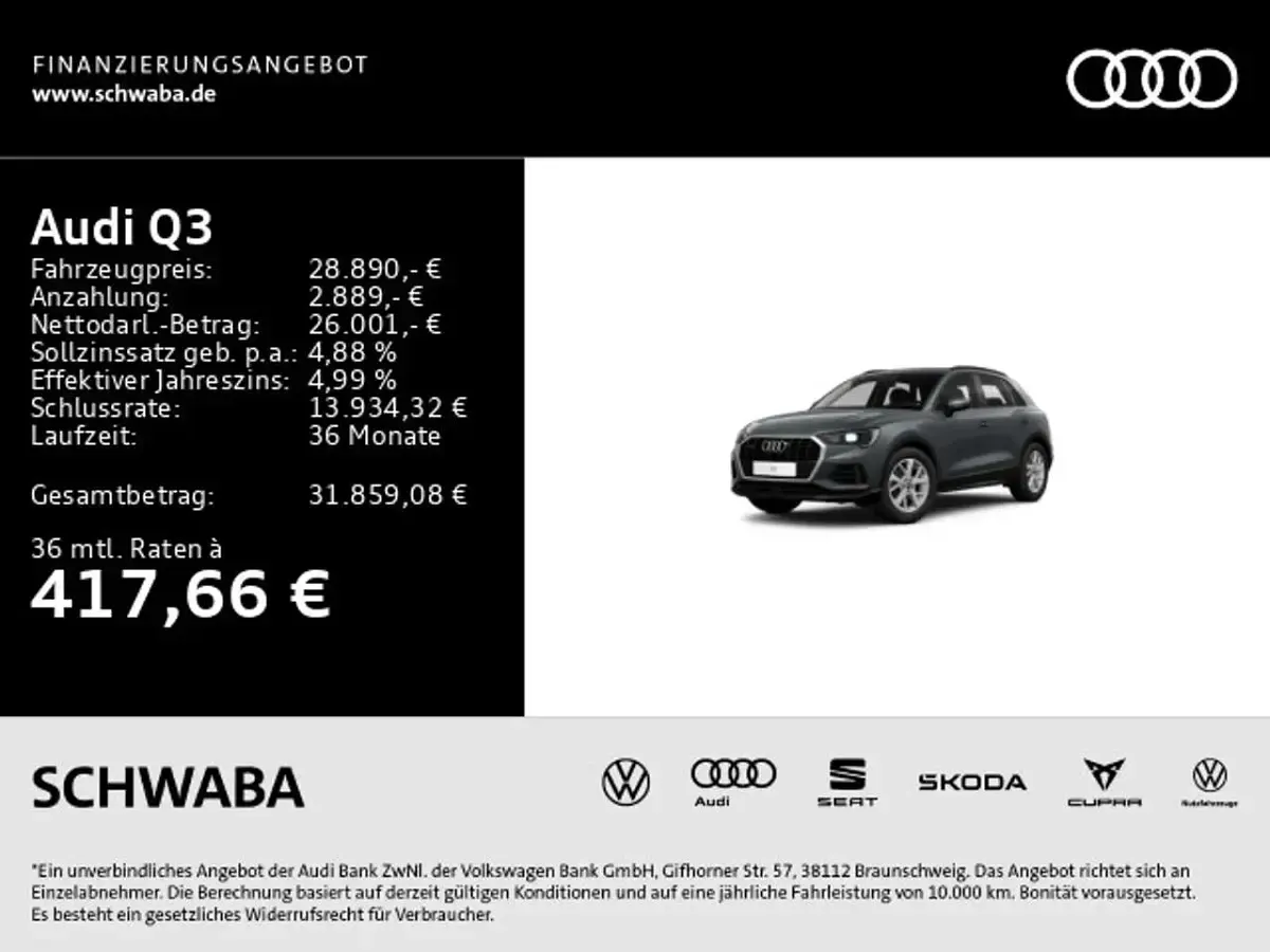 Gebraucht Audi Q3 150 PS (110 kW) 2023 Nanograu metallic SUV