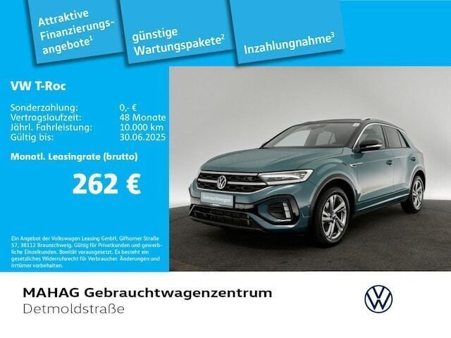 Petroleum blue metallic schwar Gebraucht 2024 VW T-Roc R-line SUV | 32.996 € (Fairer Preis) - Bild 1/2