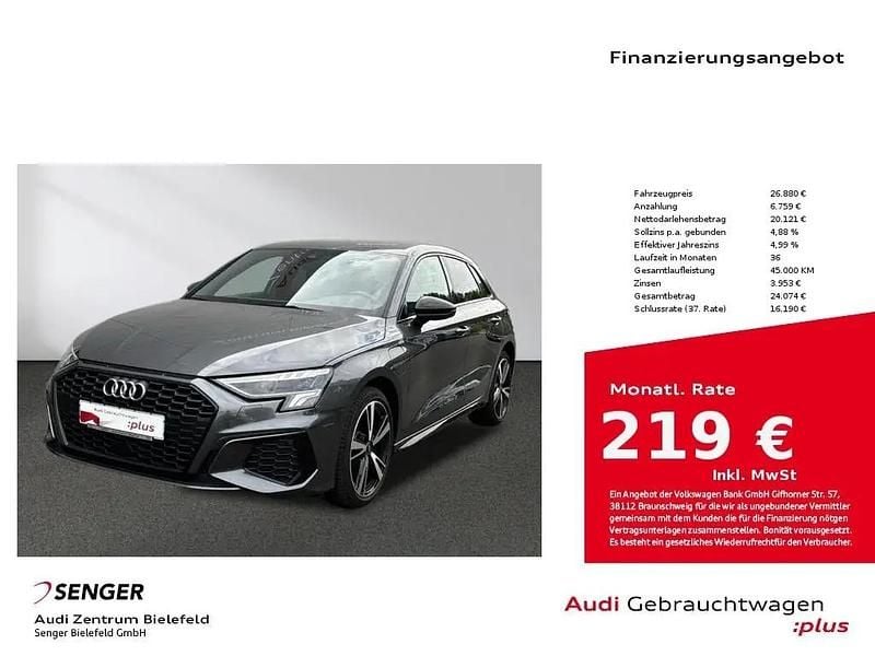 Grau Gebraucht 2022 Audi A3 Sportback e-tron S-Line Limousine | 26.880 € (Guter Preis) - Bild 1/1