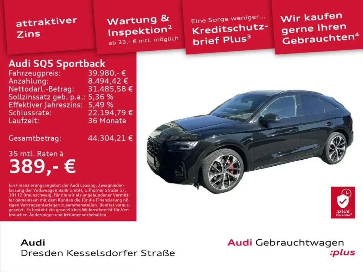 Gebraucht Audi SQ5 341 PS (250 kW) 2022 Mythosschwarz metallic SUV