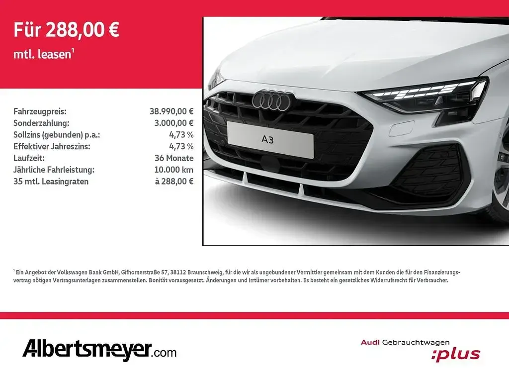 Gebraucht Audi A3 S-Line 150 PS (110 kW) 2025 Weiß Limousine