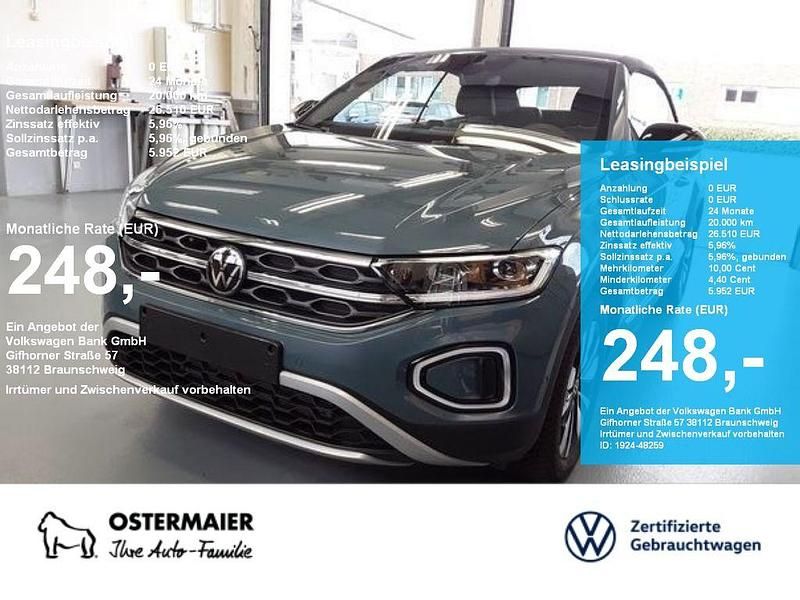 Petroleum blue metallic Gebraucht 2024 VW T-Roc Cabriolet Goal Cabrio | 26.510 € (Superpreis) - Bild 1/4