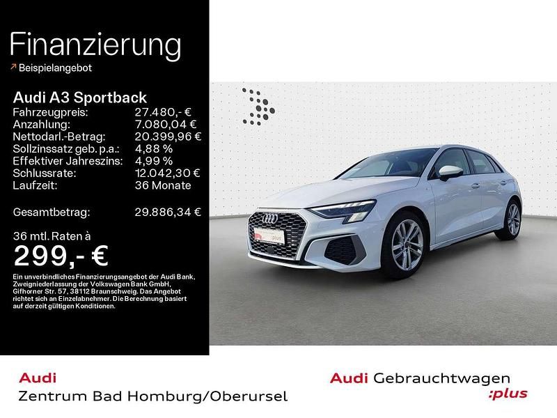 2y gletscherweiß metallic Gebraucht 2021 Audi A3 S-Line Limousine | 27.480 € (Fairer Preis) - Bild 1/4