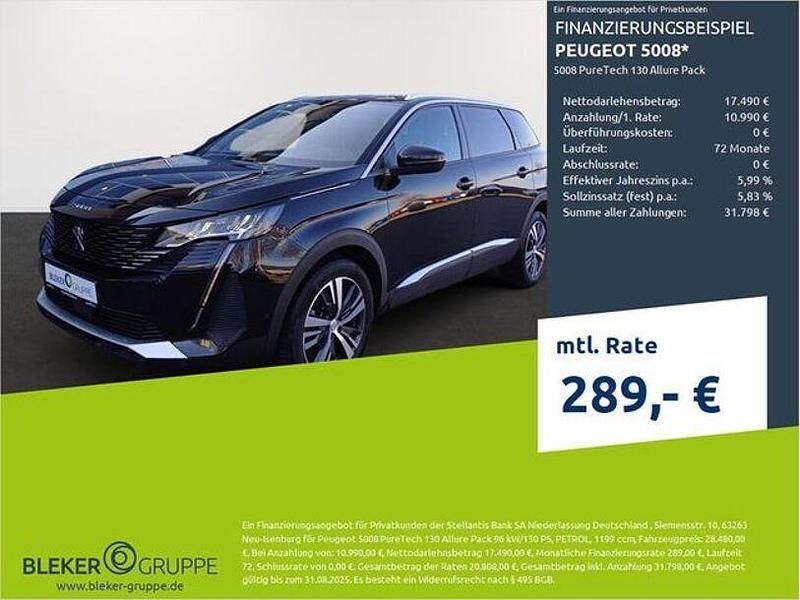 Perlaneraschwarz (metallic) Gebraucht 2023 Peugeot 5008 Allure Van / Kleinbus | 28.480 € (Fairer Preis) - Bild 1/3