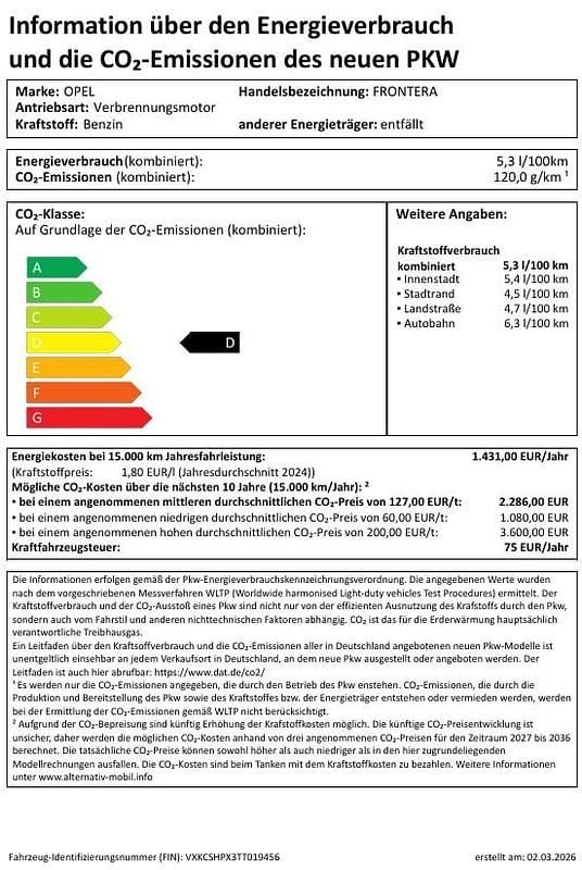 Neu Opel Frontera Ultimate 101 PS (74 kW) 2026 Weiß SUV