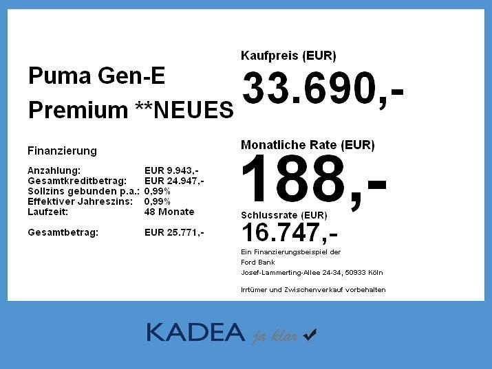 Neu Ford Puma Gen-E Premium 124 kW (169 PS) 2026 Electric yellow SUV