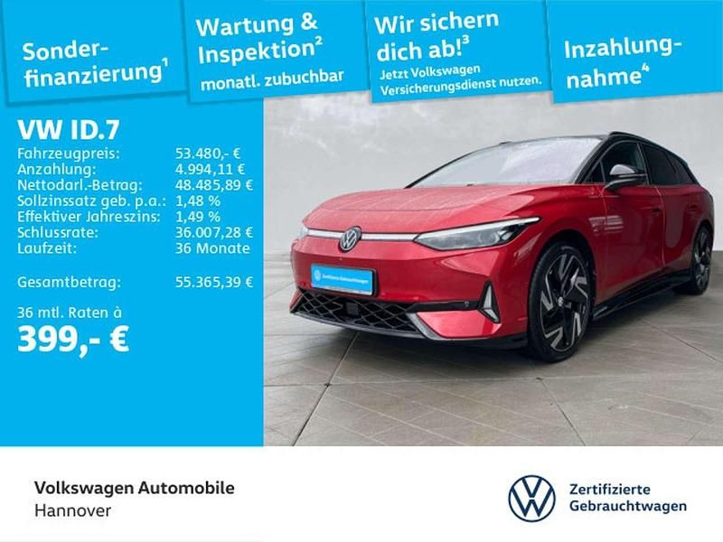 Kings red metallic Gebraucht 2025 VW ID.7 GTX Kombi | 53.480 € - Bild 1/3