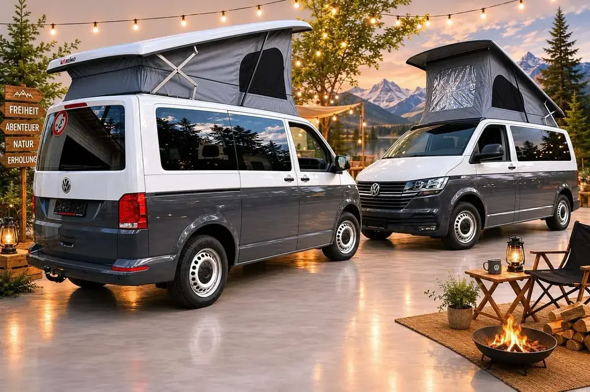 Gebraucht VW T6.1 Beach 150 PS (110 kW) 2022 Weiß dunkelgrau foliert Van