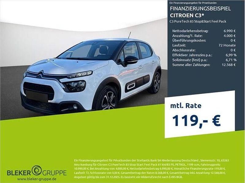 Lack weiss banquise/deckende lackierung Gebraucht 2022 Citroën C3 Feel Kleinwagen | 10.990 € (Superpreis) - Bild 1/3