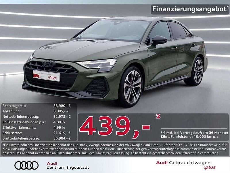 Distriktgrün metallic Gebraucht 2024 Audi A3 S-Line Limousine | 38.980 € (Teuer) - Bild 1/3
