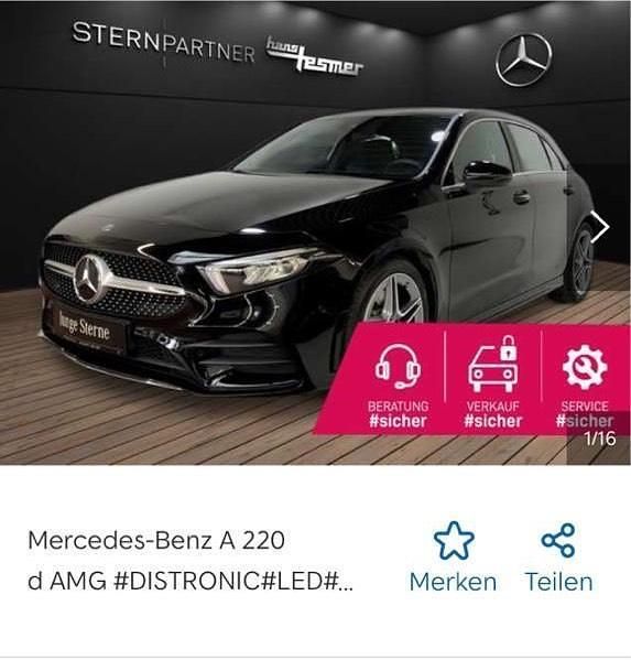 Schwarz Gebraucht 2020 Mercedes 220 AMG Limousine | 25.000 € (Superpreis) - Bild 1/4