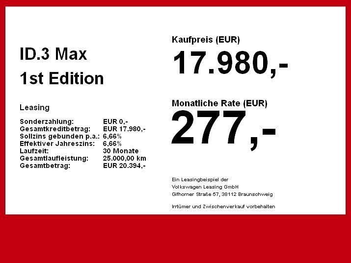 Gebraucht VW ID.3 Edition 150 kW (204 PS) 2020 Schwarz Kleinwagen