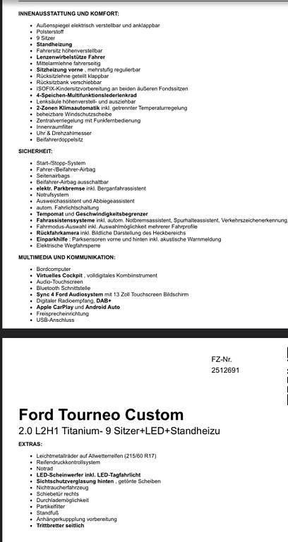 Gebraucht Ford Tourneo Titanium 170 PS (125 kW) 2024 Weiß Van / Kleinbus