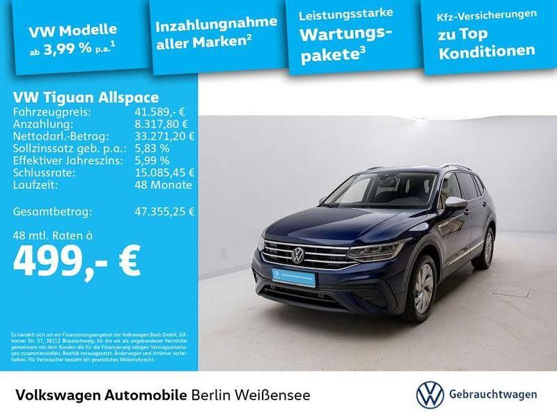 Atlantic blue metallic Gebraucht 2024 VW Tiguan Allspace Life SUV | 41.589 € (Guter Preis) - Bild 1/4