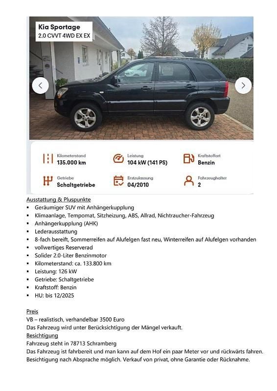 Gebraucht Kia Sportage 141 PS (103 kW) 2010 Schwarz SUV