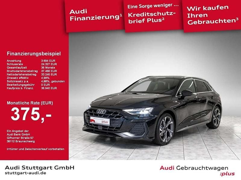 Gletscherweiß metallic Gebraucht 2025 Audi A3 Sportback S-Line Limousine | 36.940 € (Superpreis) - Bild 1/2