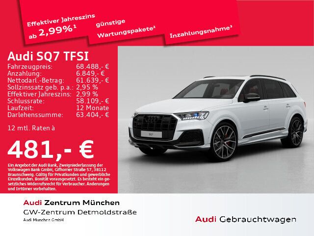 Gletscherweiß metallic Gebraucht 2021 Audi SQ7 Ambiente SUV | 68.488 € (Etwas zu teuer) - Bild 1/2
