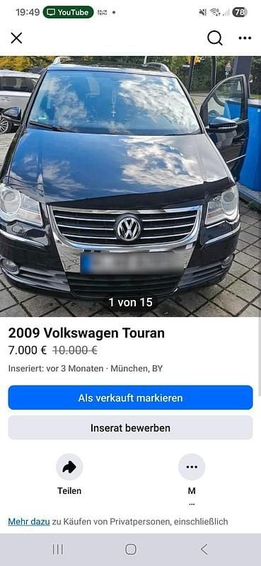 Schwarz Gebraucht 2009 VW Touran Van / Kleinbus | 6.000 € (Fairer Preis) - Bild 1/4