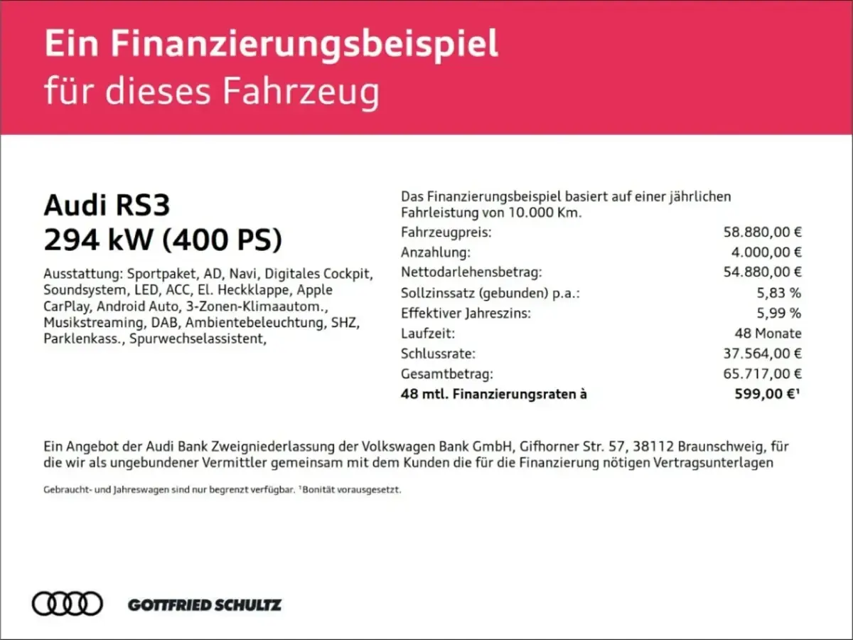 Gebraucht Audi RS3 Sportback Comfort 400 PS (294 kW) 2025 Daytonagrau perleffekt Kleinwagen
