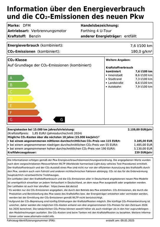 Neu DFSK Forthing 4 177 PS (130 kW) 2026 Grün Van / Kleinbus