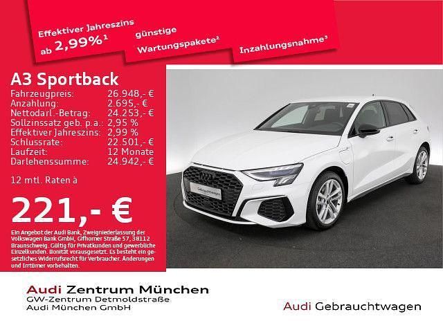 Ibisweiß Gebraucht 2022 Audi A3 Sportback e-tron S-Line Limousine | 32.882 € (Teuer) - Bild 1/2