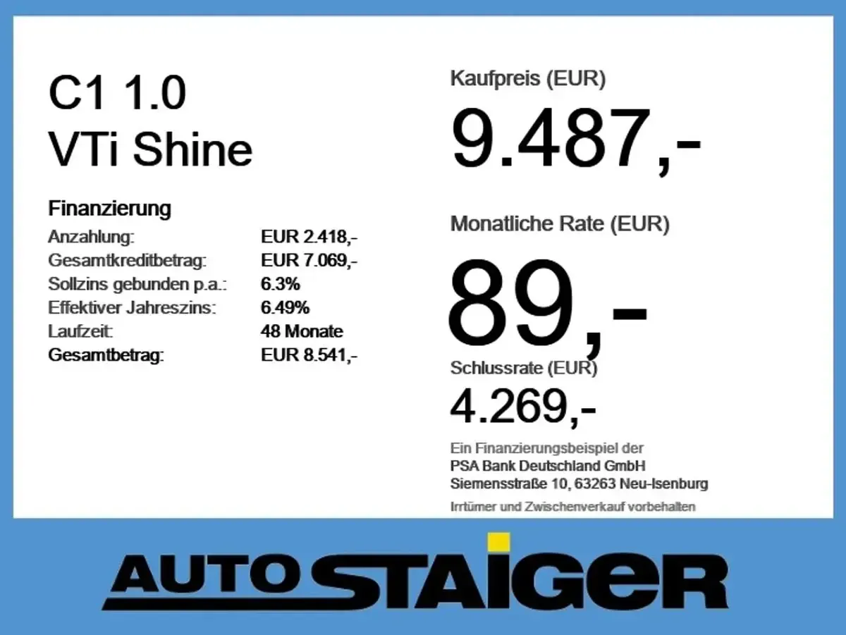 Gebraucht Citroën C1 Shine 72 PS (52 kW) 2021 Lackierung ultra smaragd metal Kleinwagen