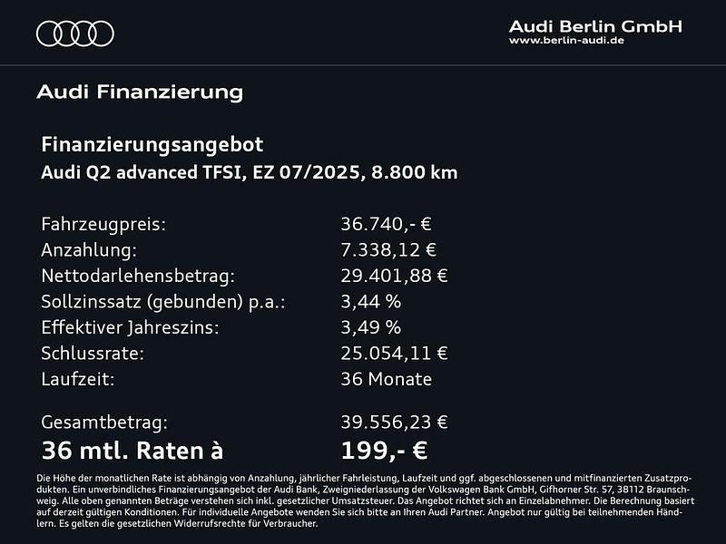 Second-hand Audi Q2 Advanced Plus 150 CP (110 kW) 2025 Albastru SUV
